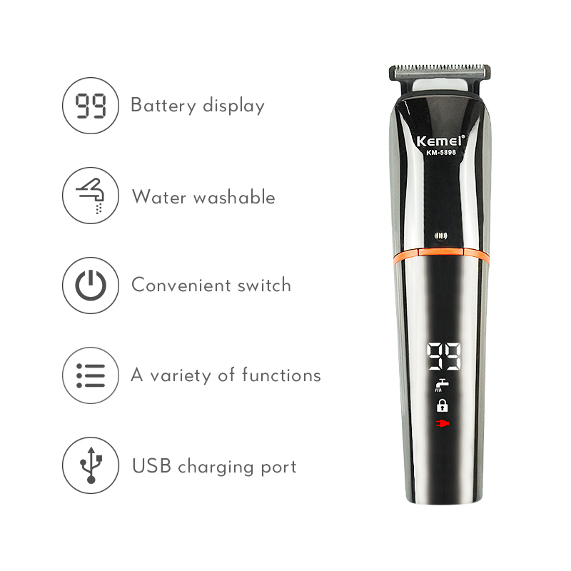 Kemei® Αδιάβροχη Επαναφορτιζόμενη Κουρευτική Μηχανή - Trimmer 11 σε 1 με Οθόνη LCD - Πλήρες Σετ Ανδρικής Περιποίησης
